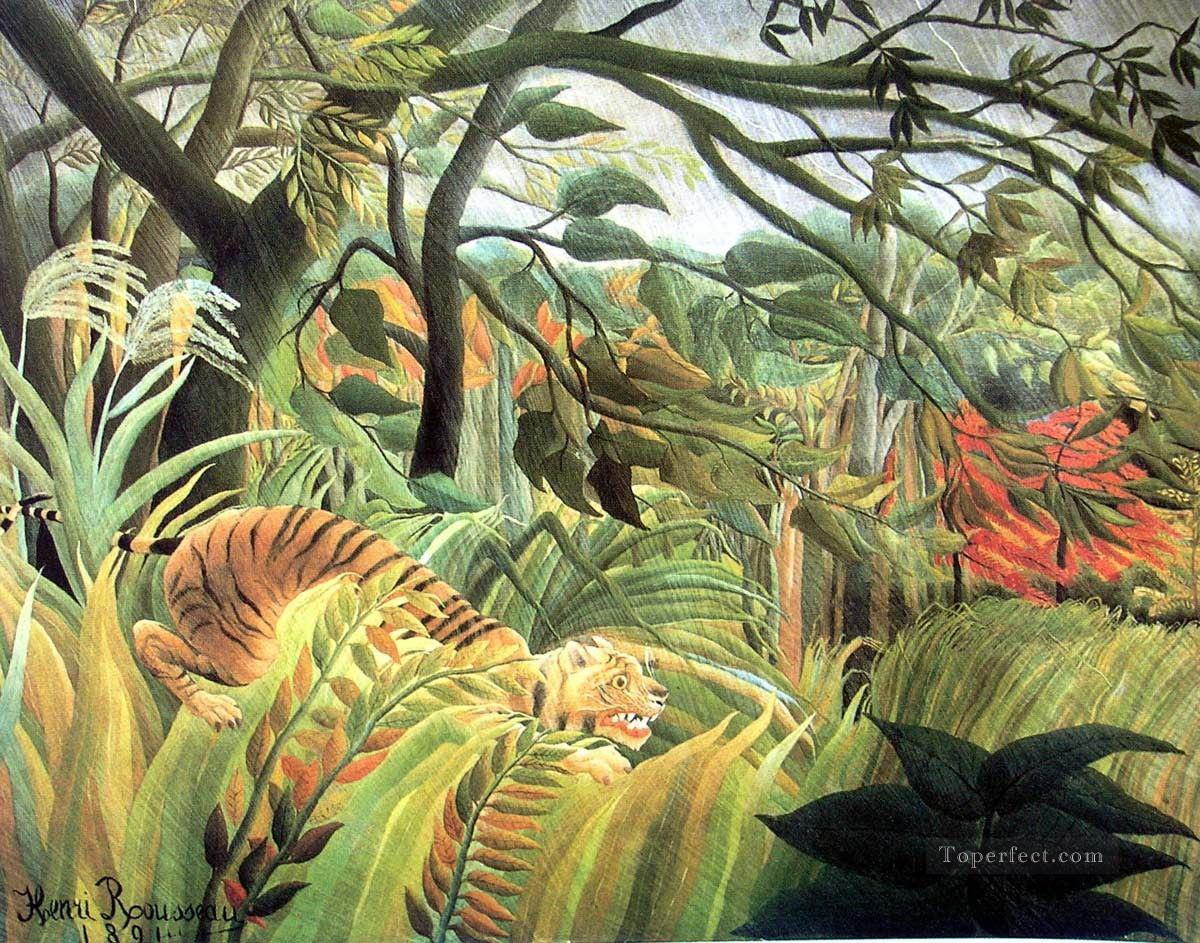Tiger in einem tropischen Sturm Ölgemälde